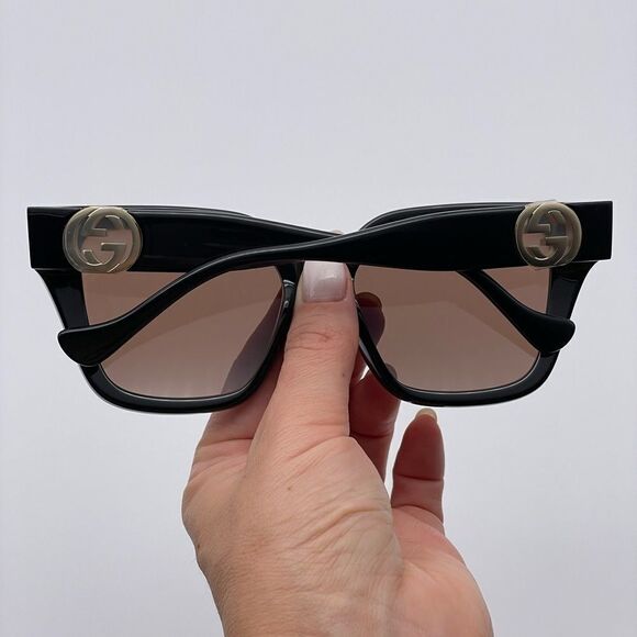 GUCCI Sunglasses GG1023S 005 With Chain Black/Brown Women NEW main image 4